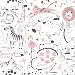 Safari Animals Pattern, Summer Kid Print
