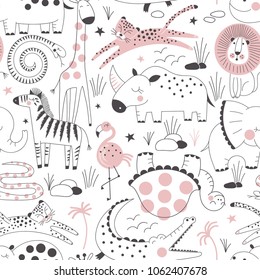 safari animals pattern, summer kid print
