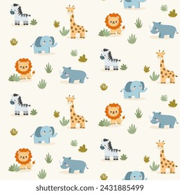 Diseño de patrón sin fisuras de animales de safari
