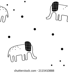 Safari animals simple line drawing nursery seamless pattern for creating cute scandinavian kids room textile and baby clothing