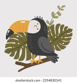 Safari animals vector, Abstract baby animals vector, safari baby animals, cute animals isolated, adorable toucan for print