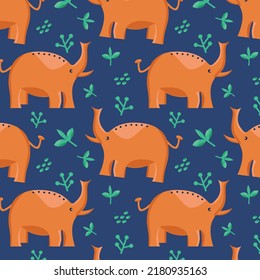 Safari Baby Elephant Pattern Tropical Background 