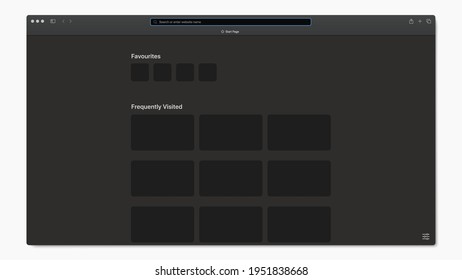 Safari Browser Dark Theme UI Interface. Internet Browser Dark Theme Blank Template. Vector illustration