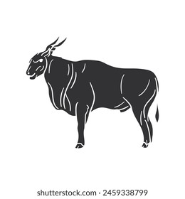 Safari Bull Icon Silhouette Illustration. Animals Vector Graphic Pictogram Symbol Clip Art. Doodle Sketch Black Sign.