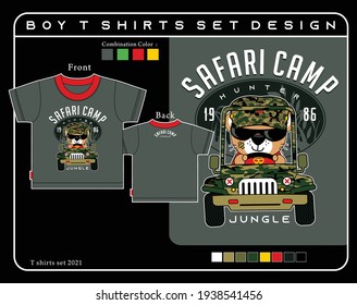 safari camp, vector animal cartoon illustration garphic design for print