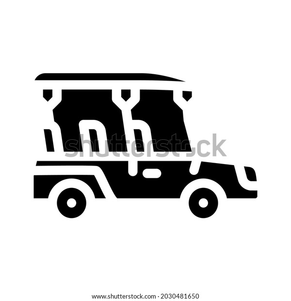 safari car glyph icon vector. safari\
car sign. isolated contour symbol black\
illustration