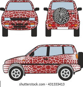 Safari car 
car s backgrounds giraffe skin passes into abstract 