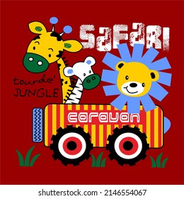 Safari caravan cartoon vector design