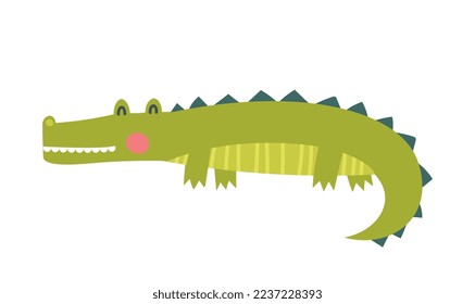 Safari crocodile icon. Dangerous predator, reptile, fauna. Animal from tropical and exotic countries. Toy or mascot for children. Poster or banner for website. Cartoon flat vector illustration