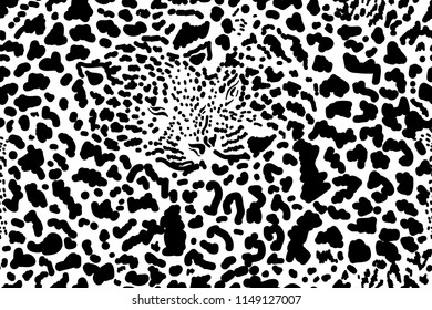 Safari dreams design. Seamless vector pattern with leopard spots on white background. Ethnic textile collection.