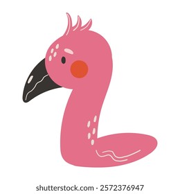 Safari flamingo animal isolated, tropical animal, kids illustration, cartoon vector