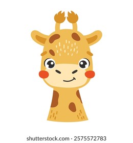 Safari giraffe animal isolated, tropical animal, kids illustration, cartoon vector