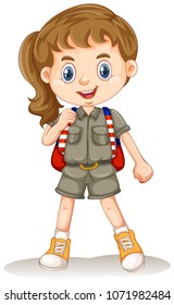 A Safari Girl on Whit Background illustration