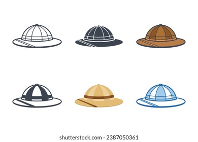 Safari Hat icon collection with different styles. cork helmet icon symbol vector illustration isolated on white background