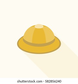 Safari hat icon, flat design with long shadow