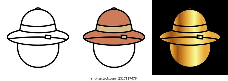 Safari Hat Icon, an icon representing a safari hat, symbolizing adventure, exploration, and protection in the wilderness.