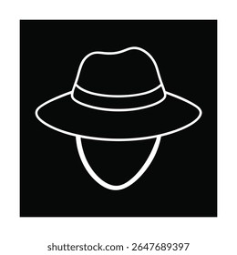 Safari Hat Outline with Wide Brim and Chin Strap