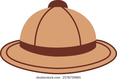 Safari hat vector illustration. Headdress on transparent background. Gentleman classic fashion item. Style accessoire. Design template for label, banner, badge, logo.