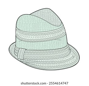 Safari hats design technical flat sketch vector mockup template.