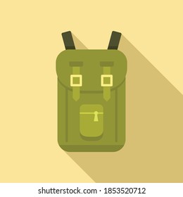 Safari hunting backpack icon. Flat illustration of safari hunting backpack vector icon for web design