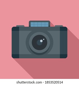Safari hunting camera icon. Flat illustration of safari hunting camera vector icon for web design