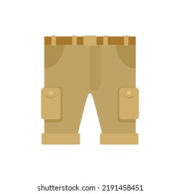 Icono de pantalones cortos de caza de Safari. Ilustración plana del icono vector de caza de safari aislado en fondo blanco