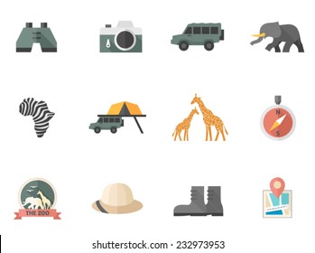 Safari icons in flat colors style.