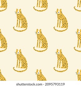 safari jaguar leopard seamles background pattern for textile, wallpaper and wrapping paper print eps vector yellow