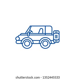 Safari jeep line icon concept. Safari jeep flat  vector symbol, sign, outline illustration.