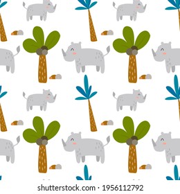 Safari jungle animals seamless pattern for scrapbooking, decoration, fabric