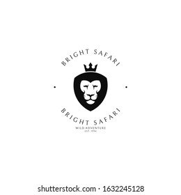 Safari. Logo template. Lion with crown