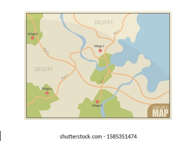 Safari map vector illustration isolated on white background