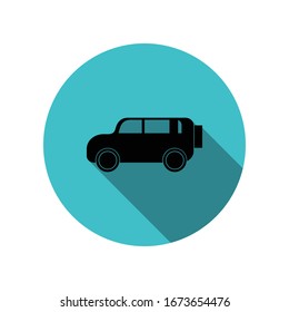 Safari off-road car long shadow icon. Simple glyph, flat vector of transport icons for ui and ux, website or mobile application