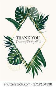 Safari palm tropical ullustration. garden luxury drawing design for weddng invire, cosmetics, spa, perfume, health care products, aroma, wedding invitation. Vector.