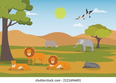 Safari park 2d flat vector illustration concept for banner, website, landing page, ads, flyer template