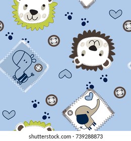 safari pattern animals, seamless pattern with tiger, elephant, zebra vector illustration