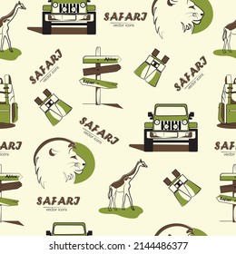 safari pattern white sand  jeep safari lion king giraffe binoculars