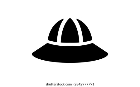 Safari pith helmet vector icon, explorer pith hat silhouette illustration isolated on white background