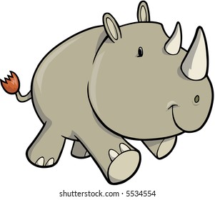 Safari Rhino Vector Illustration
