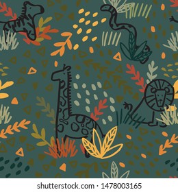 safari seamless repeat pattern design. Perfect for kids, textile and homeware. 