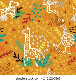 safari seamless repeat pattern design. Perfect for kids, textile and homeware. 