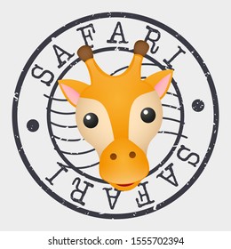Safari Stamp Postal. Column Silhouette Seal. Passport Round Design. Vector Icon. Design Retro Travel.