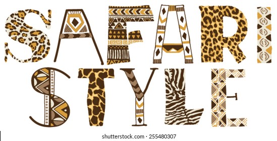 Safari style, vector print for women t-shirt in custom colors