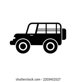 Safari suv jeep wrangler icon | Black Vector illustration |