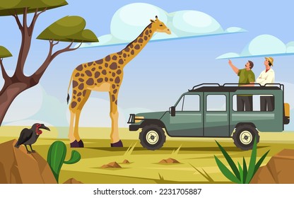 Safari tour or jeep safari, vector banner.