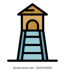 Icono de la torre de Safari. Esquema de la torre de safari Vector icono de color plano aislado
