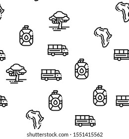 Safari Travel Seamless Pattern Vector Thin Line. Illustrations
