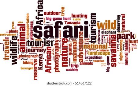 Safari word cloud concept. Vector illustration