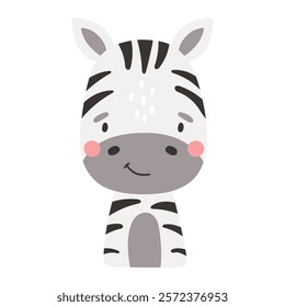 Safari zebra animal isolated, tropical animal, kids illustration, cartoon vector