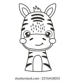 Safari zebra animal isolated, tropical animal, kids illustration, cartoon vector